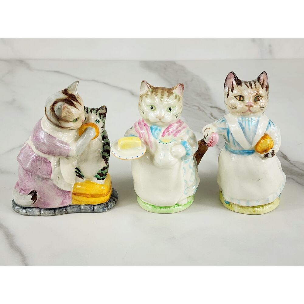 Beatrix Potter's Cat Kitten Lover Ribby Tabitha Miss Moppet 3 3/4" Year 1976 x3